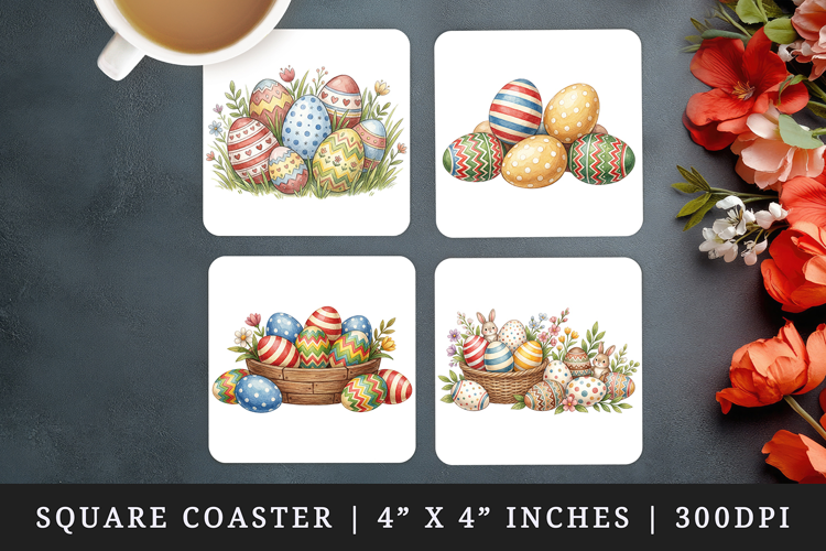 Easter square coaster sublimation, coasters design
