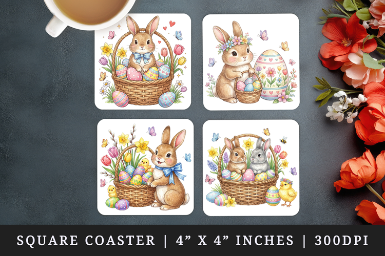 Easter square coaster sublimation, coasters design