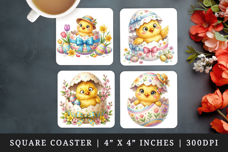 Easter square coaster sublimation, coasters design
