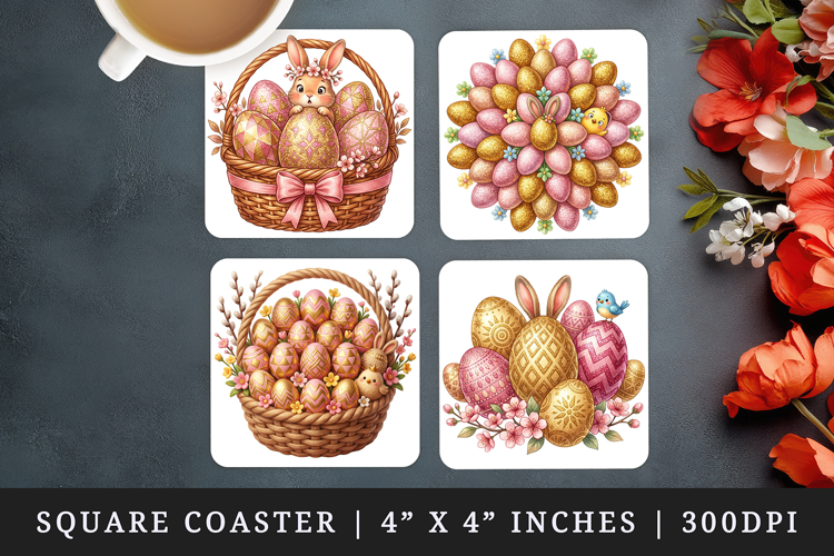 Easter square coaster sublimation, coasters design