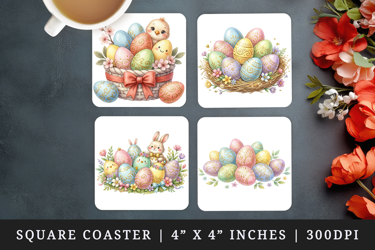Easter square coaster sublimation, coasters design