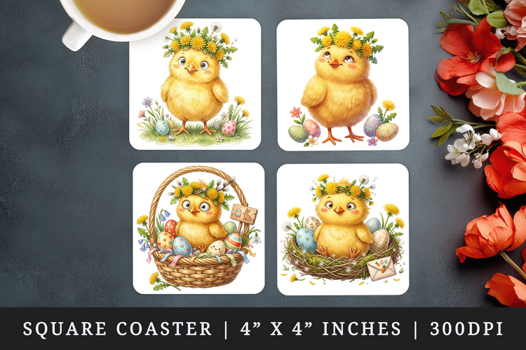 Easter square coaster sublimation, coasters design