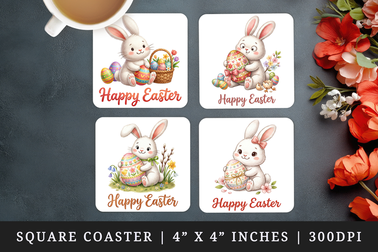 Easter square coaster sublimation, coasters design