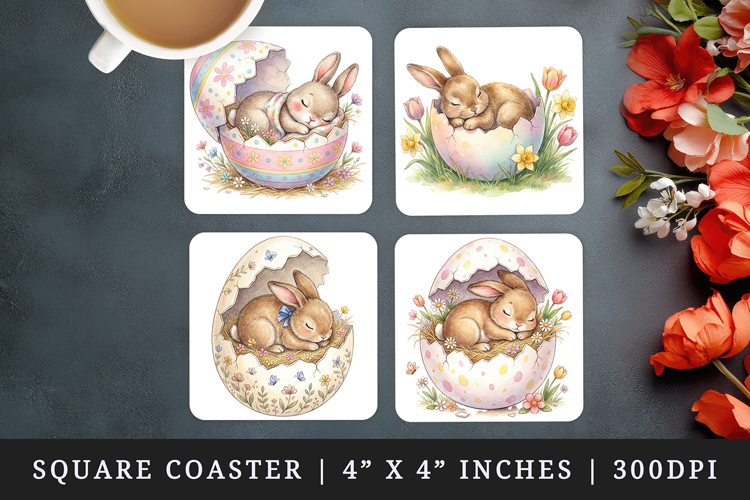 Easter square coaster sublimation, coasters design