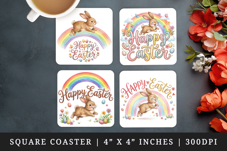 Easter square coaster sublimation, coasters design
