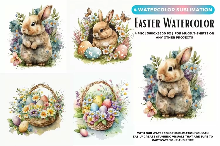 Easter Bunny Watercolor | Easter Day Bunny sublimation