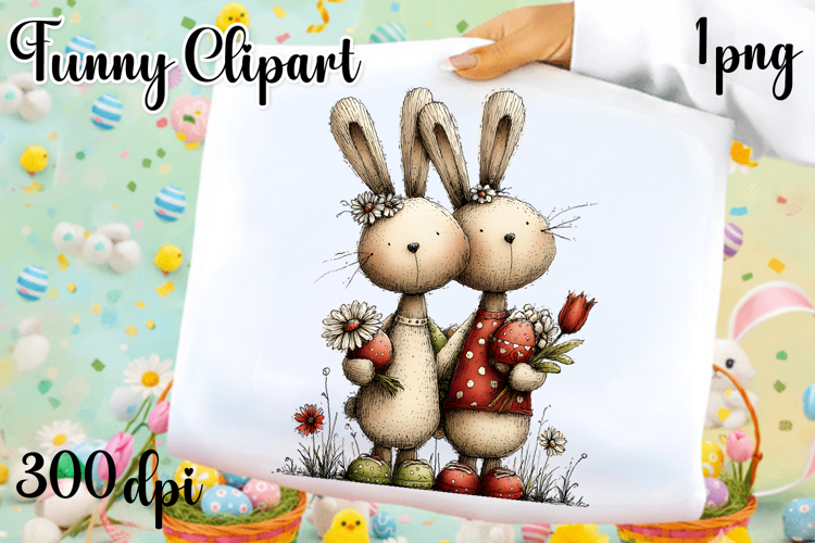 Easter Whimsical Bunny design Sublimation | Easter clipart