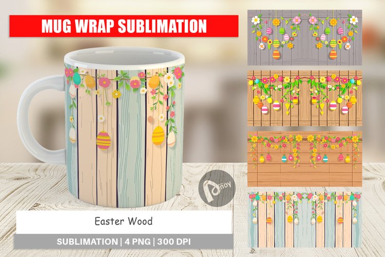 Mug Wrap Design Easter Wood example image 1