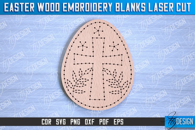 Easter Wood Embroidery Blanks | Laser Cut Design | CNC File example image 1