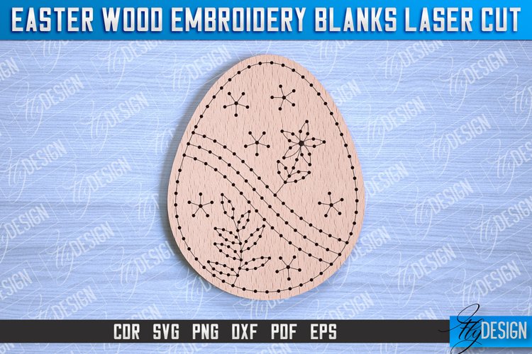 Easter Wood Embroidery Blanks | Laser Cut Design | CNC File example image 1
