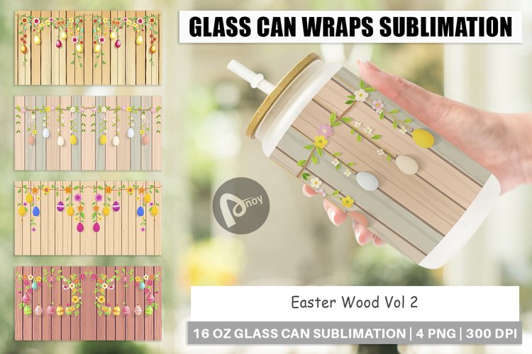 Glass Can Wraps Easter Wood example image 1