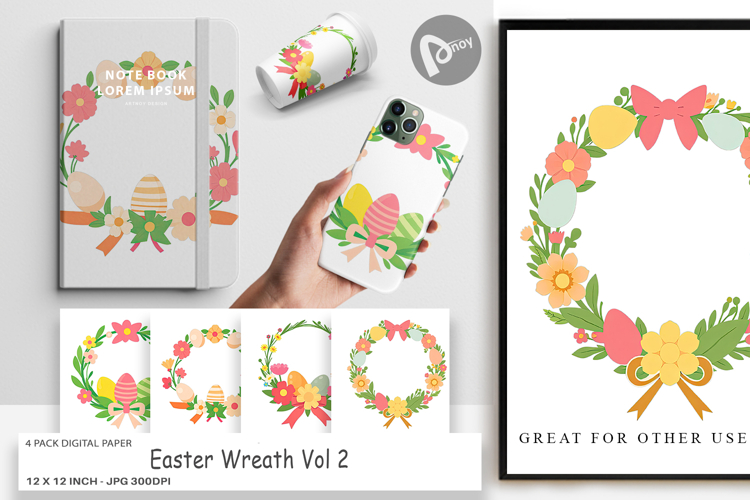 Digital Paper Easter Wreath