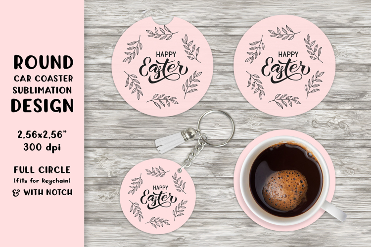 Easter car coaster sublimation. Easter round coaster 010