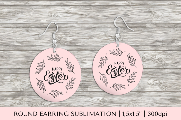 Easter earring sublimation. Easter round earrings PNG 004