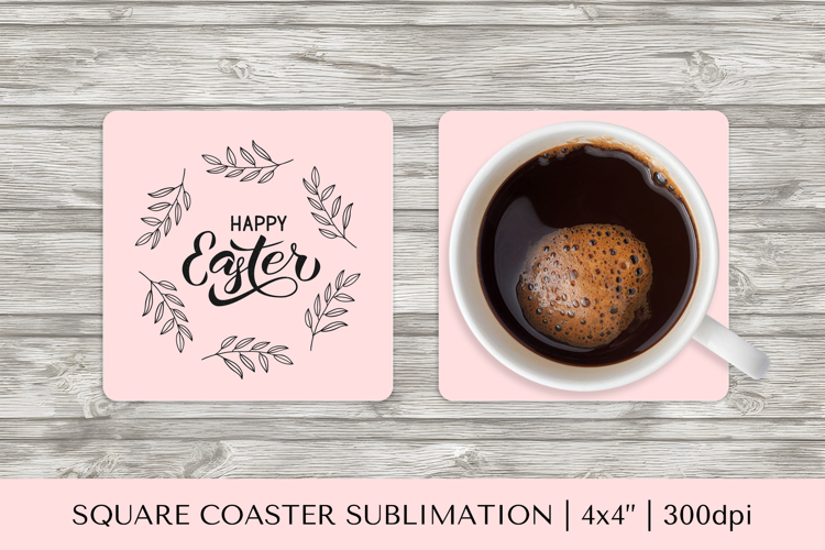 Happy Easter square coaster sublimation design 010