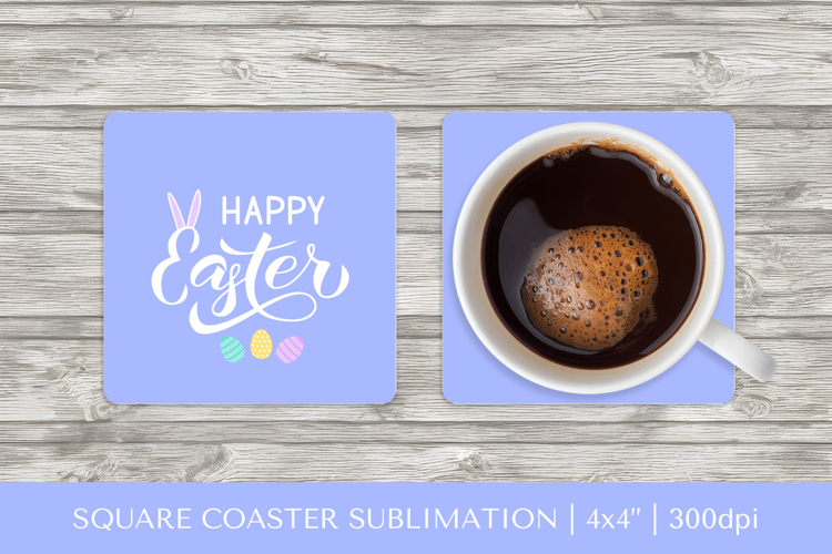 Cute Easter square coaster sublimation design 016