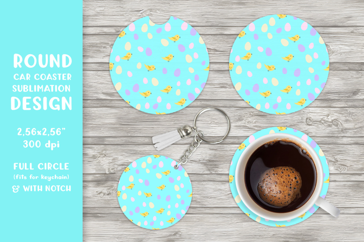 Easter car coaster sublimation. Easter round coaster 026