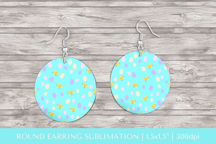 Easter earrings sublimation. Easter round earrings PNG 006