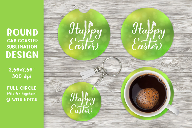 Easter car coaster sublimation. Easter round coaster 033