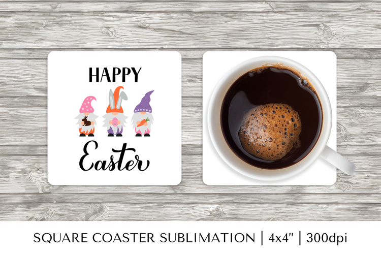 Cute Easter square coaster sublimation design 035