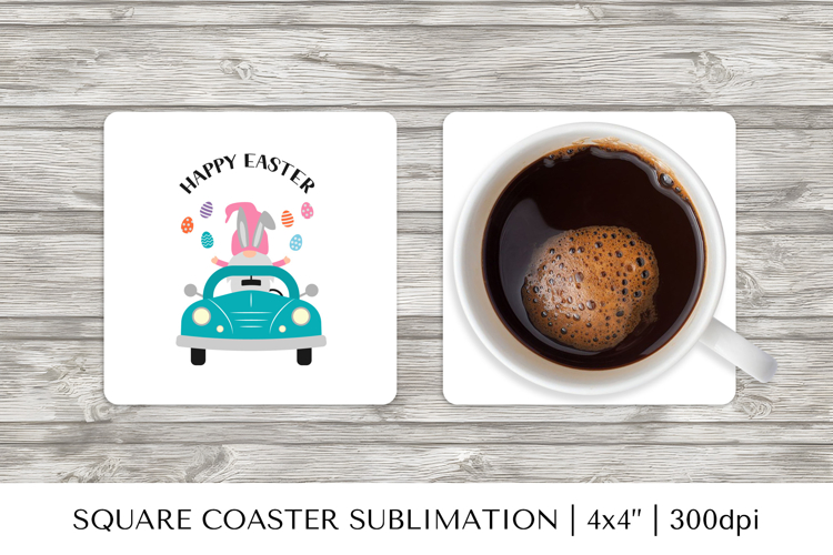 Cute Easter gnomes square coaster sublimation design 059