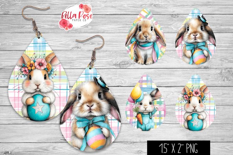 Cute Easter Bunny | 4 Sets of Teardrop Earrings