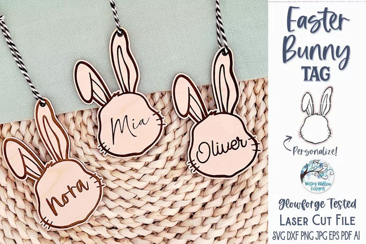 Easter Bunny Tag SVG for Glowforge or Laser Cutter