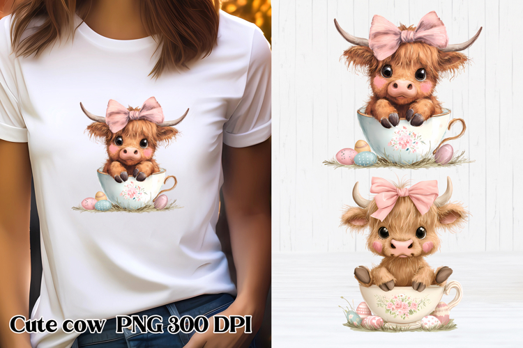 Cute Easter highland cow clipart PNG | Cute cow sublimation