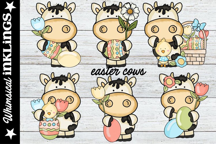 Easter Cows Sublimation Clipart example image 1