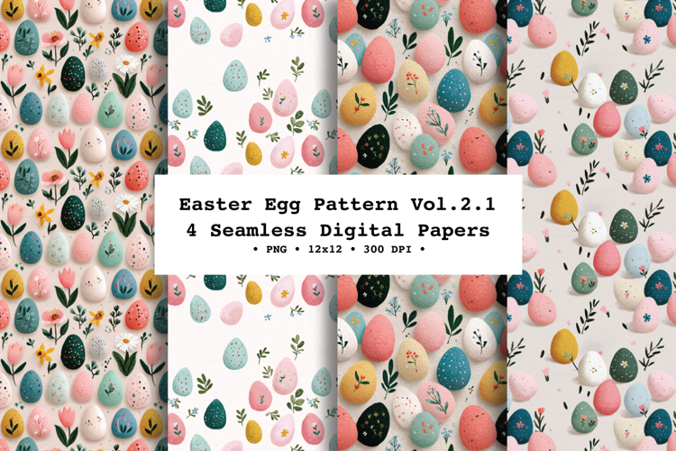 Easter Eggs Seamless Pattern Vol.2.1 - 4 PNG