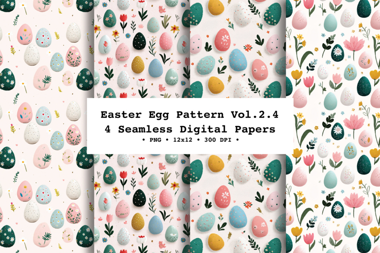 Easter Eggs Seamless Pattern Vol.2.4 - 4 PNG