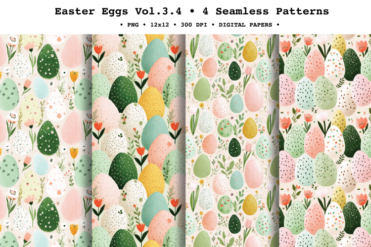 Easter Eggs Seamless Pattern Vol.3.4 - 4 PNG