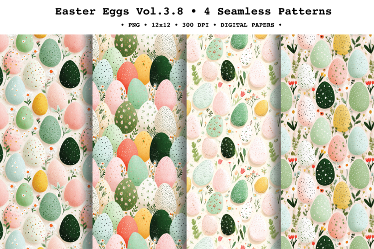 Easter Eggs Seamless Pattern Vol.3.8 - 4 PNG
