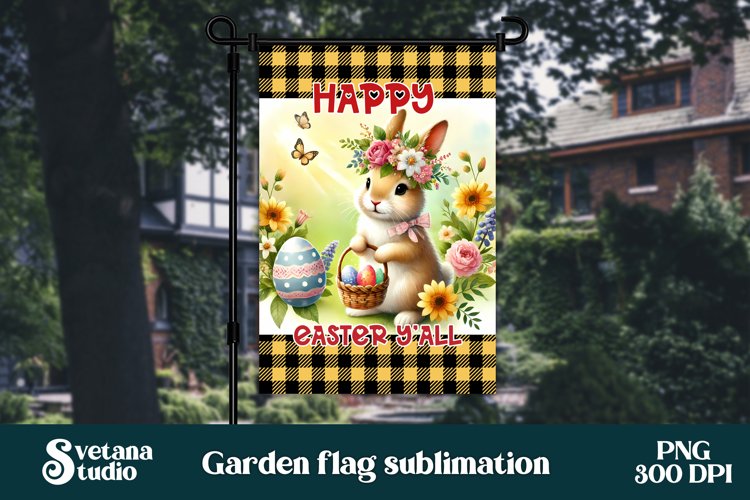 Easter bunny flag PNG design | Easter garden flag PNG