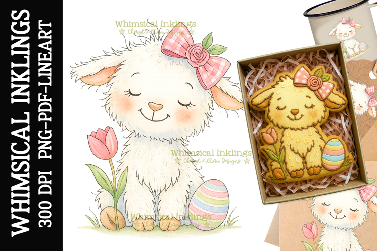 Easter Lamb Sublimation Clipart