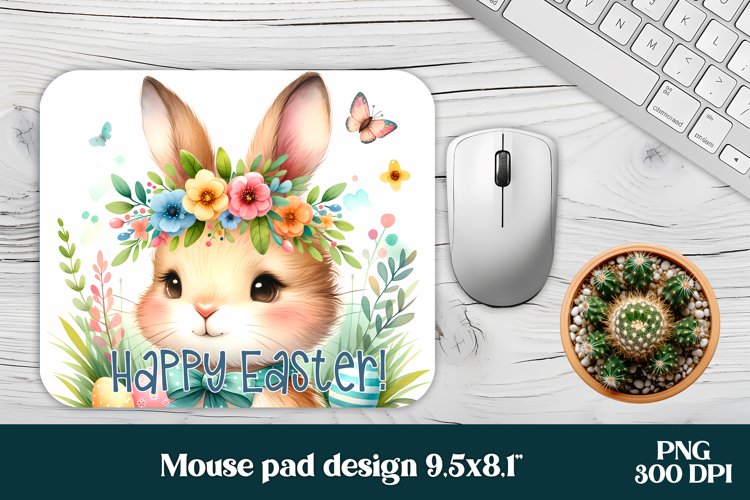 Cute Easter bunny flower mouse pad sublimation design example image 1