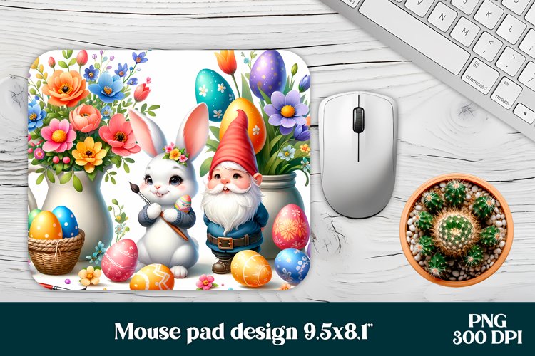Easter bunny flower mouse pad sublimation example image 1