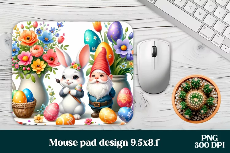 Easter bunny flower mouse pad sublimation
