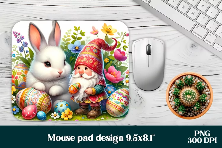 Easter bunny flower mouse pad sublimation design