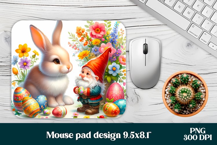 Easter bunny flower mouse pad sublimation wrap design example image 1