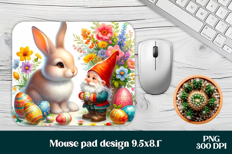 Easter bunny flower mouse pad sublimation wrap design