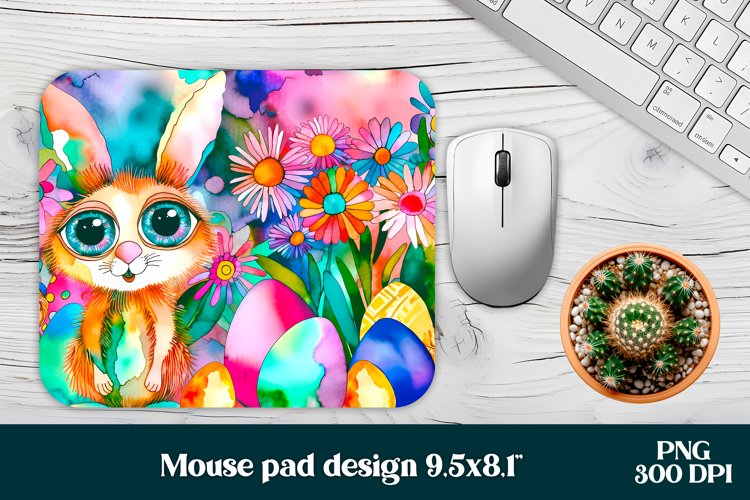 Easter bunny flower eggs mouse pad sublimation wrap design example image 1