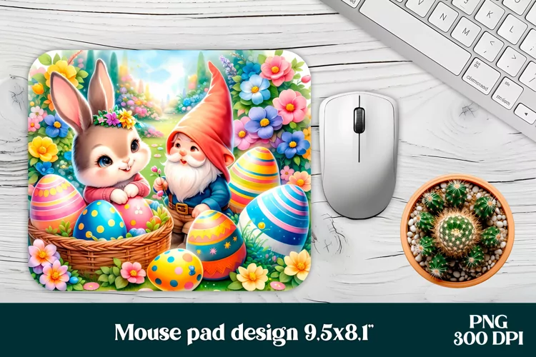 Easter bunny flower eggs mouse pad sublimation