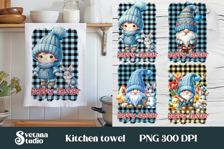 Easter gnome kitchen towel | Kitchen towel sublimation