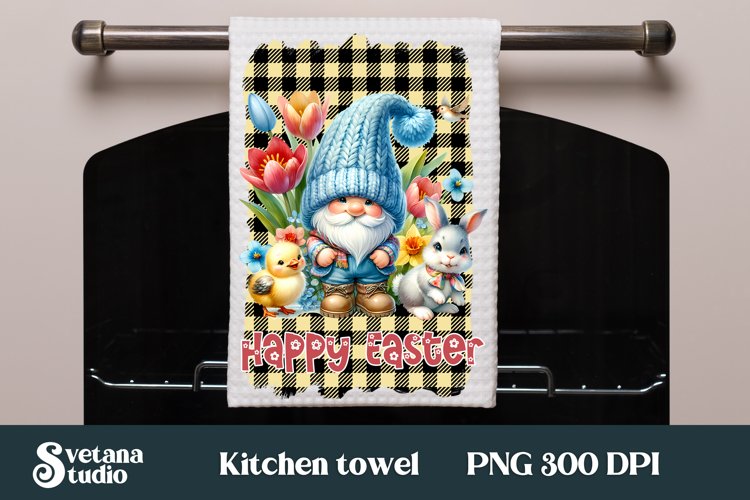 Easter gnome kitchen towel | Kitchen towel sublimation