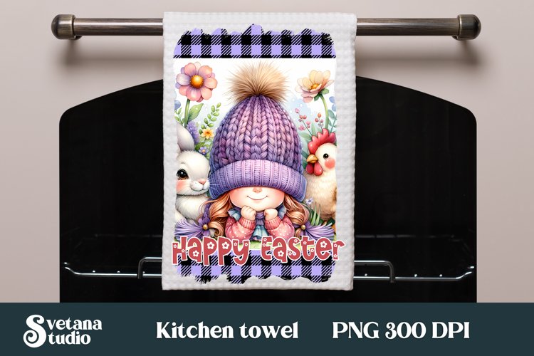 Easter gnome kitchen towel | Kitchen towel sublimation