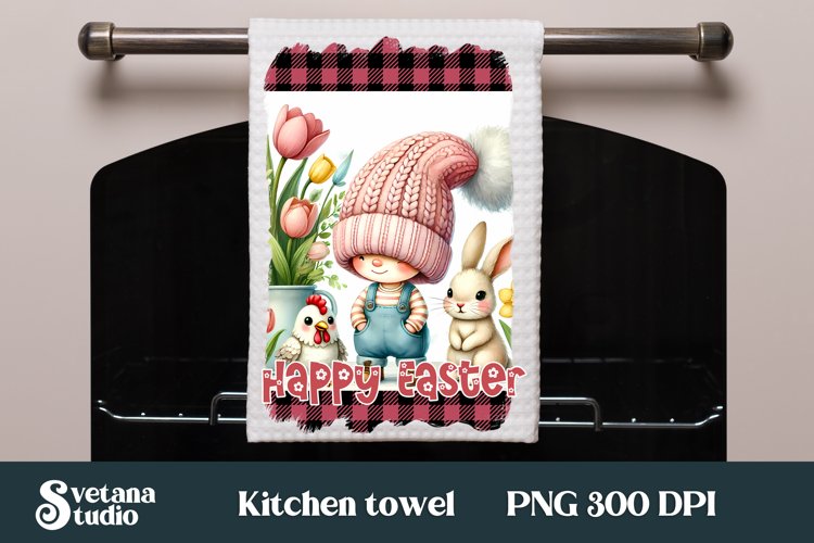 Easter gnome kitchen towel | Kitchen towel sublimation