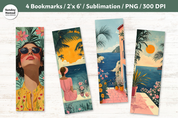 Easy Summer Bookmark , Printable Crafts, 4 PNG