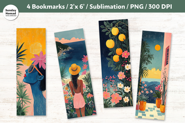 Easy Summer Bookmark , Printable Crafts, 4 PNG