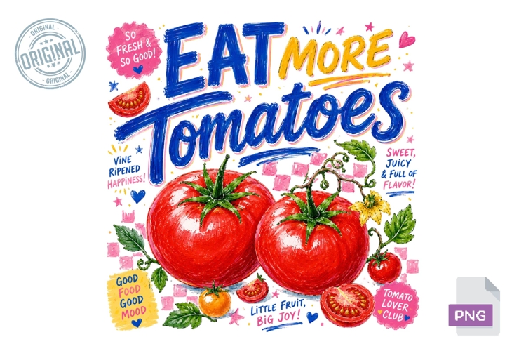 Eat More Tomatoes Retro Summer Sublimation PNG Design